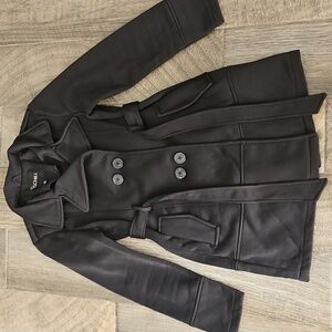 Chic Black Double-Breasted Women's Belted Coat - Medium